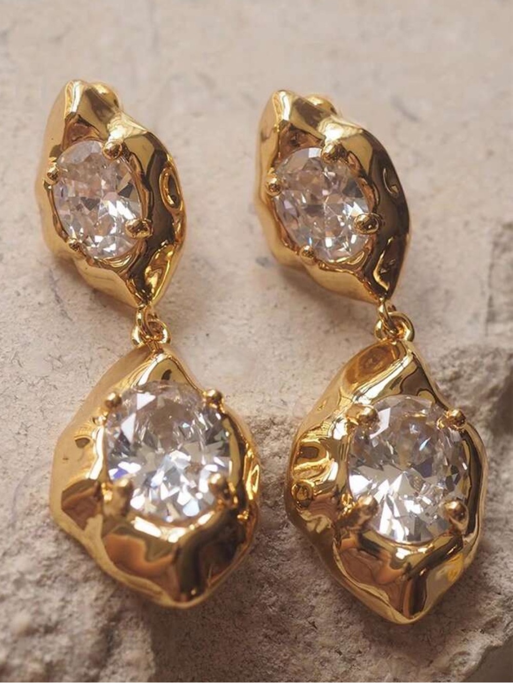 Gold Drop Crystal Earrings - Women Jewelry